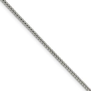 2mm Sterling Silver D/C Solid Round Franco Chain Necklace, 18 Inch